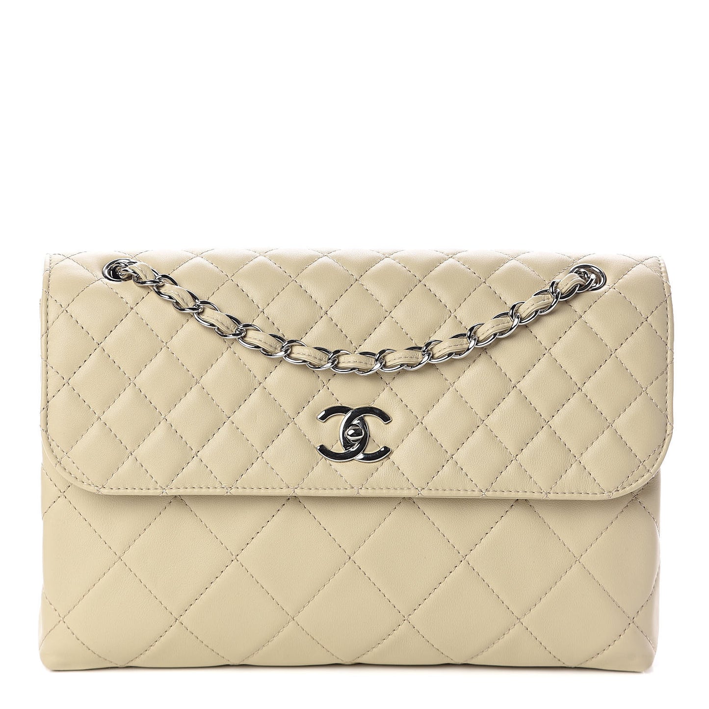 Calfskin Quilted In the Business Flap Bag Beige Clair