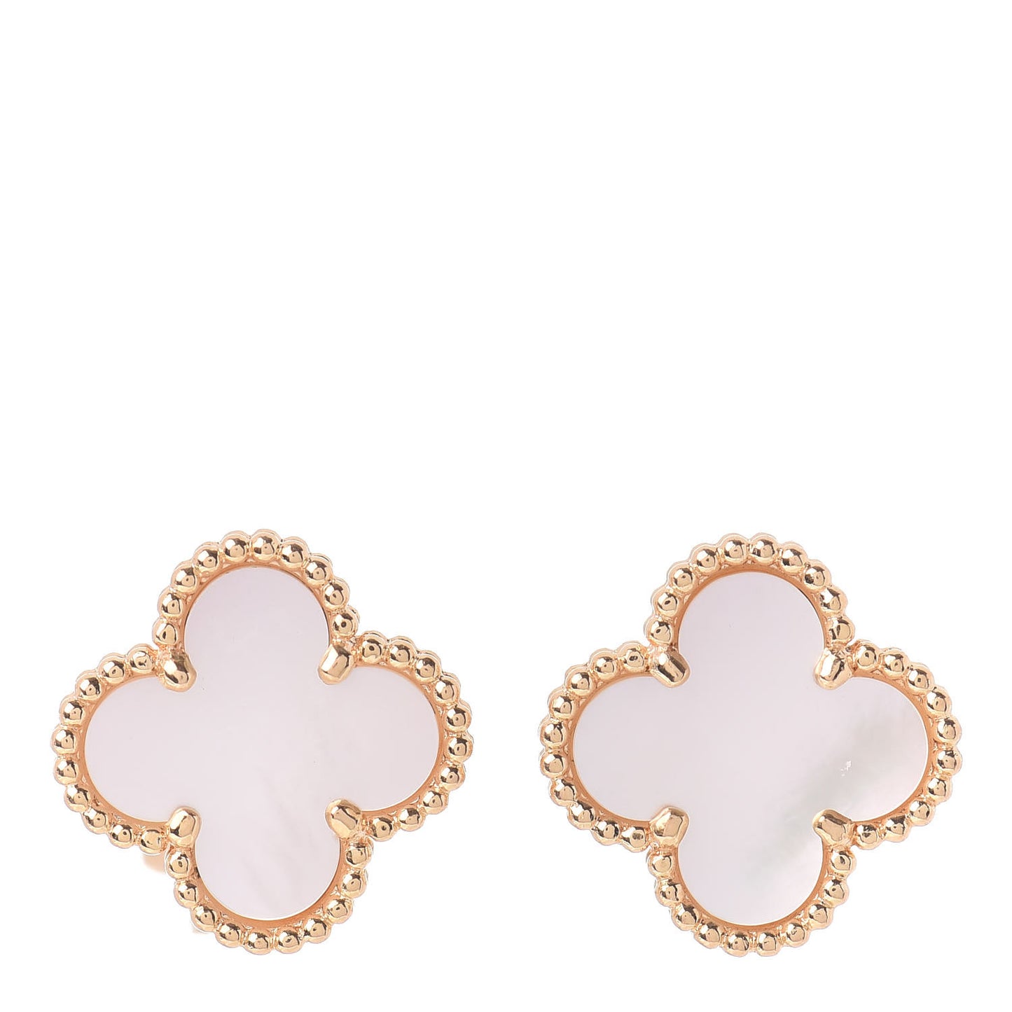 18K Yellow Gold Mother of Pearl Vintage Alhambra Earrings