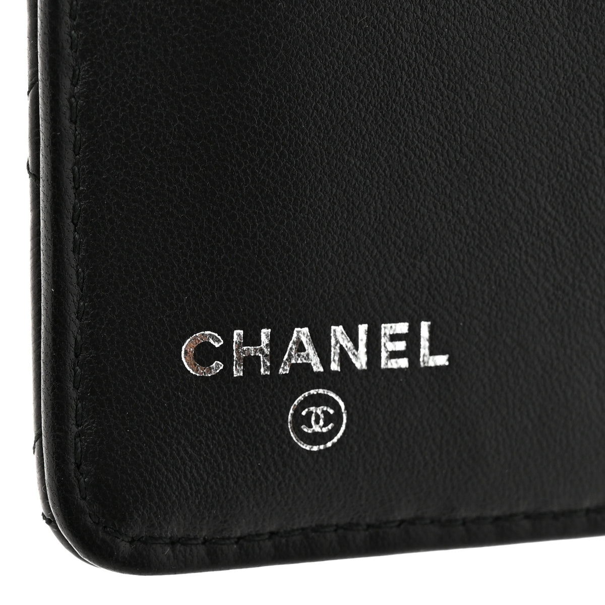 Lambskin Quilted Diamond CC Yen Wallet Black
