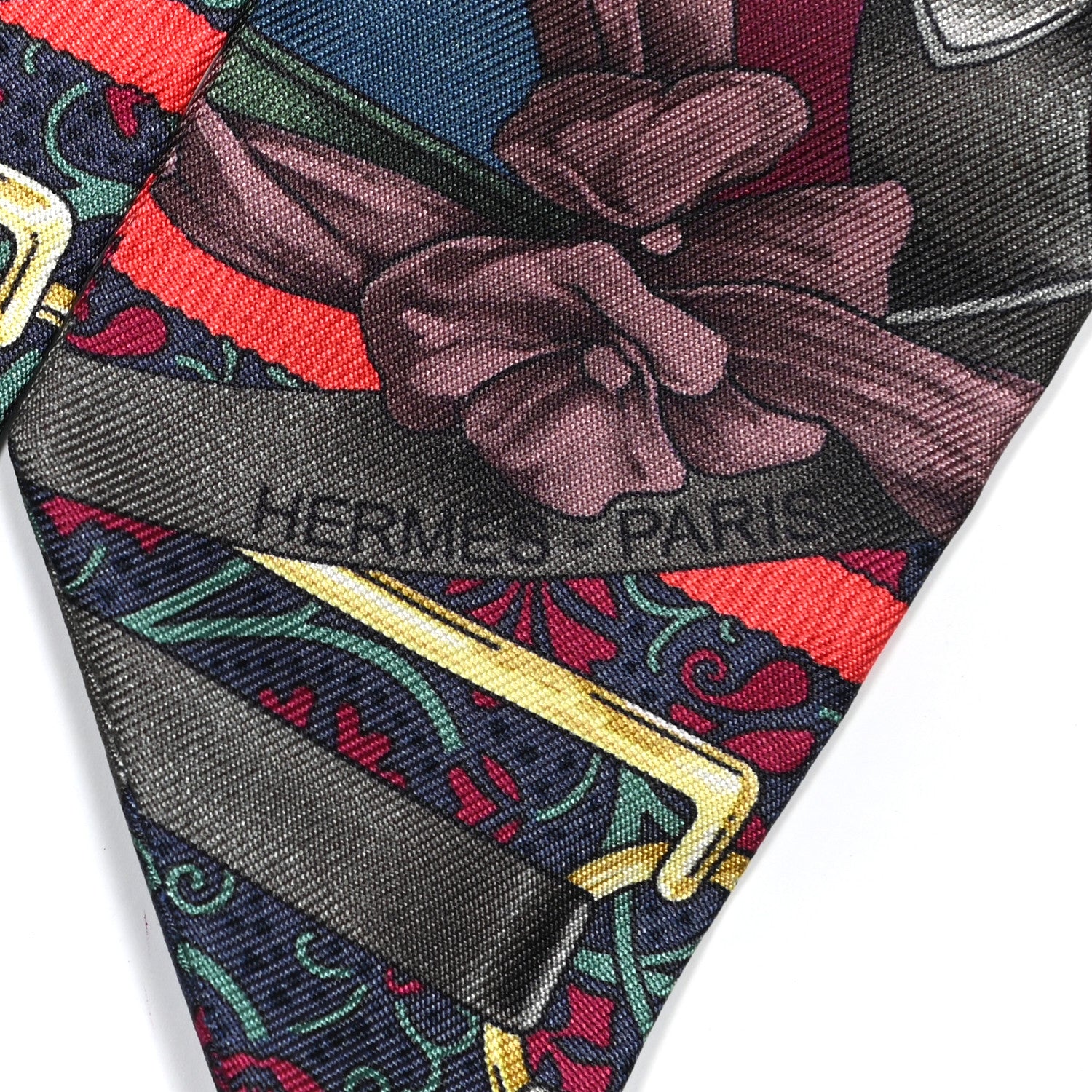 Hermes Silk Grand Manege Fleuri Twilly Vert Loden Corail Jaune Pale 3 of 5