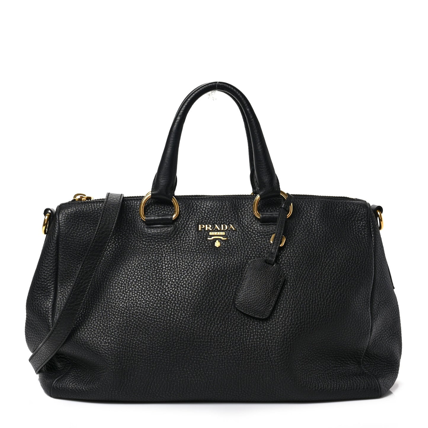Vitello Daino Top Handle Zip Tote Black