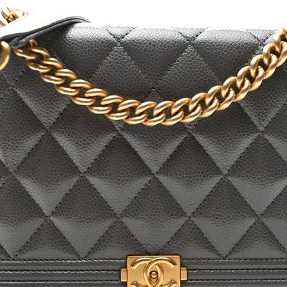 Chanel Caviar Quilted Boy Wallet On Chain WOC Grey 8 of 12