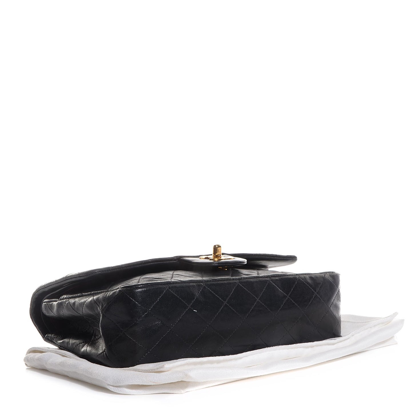 Lambskin Quilted Medium Double Flap Black