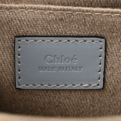 Chloe Cotton Calfskin Small Woody Ribbon Tote With Strap Light Blue 6 of 12