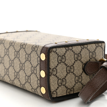 Gucci GG Supreme Monogram Textured Dollar Calfskin Mini Trunk Shoulder Bag Beige Ebony New Acero 10 of 12