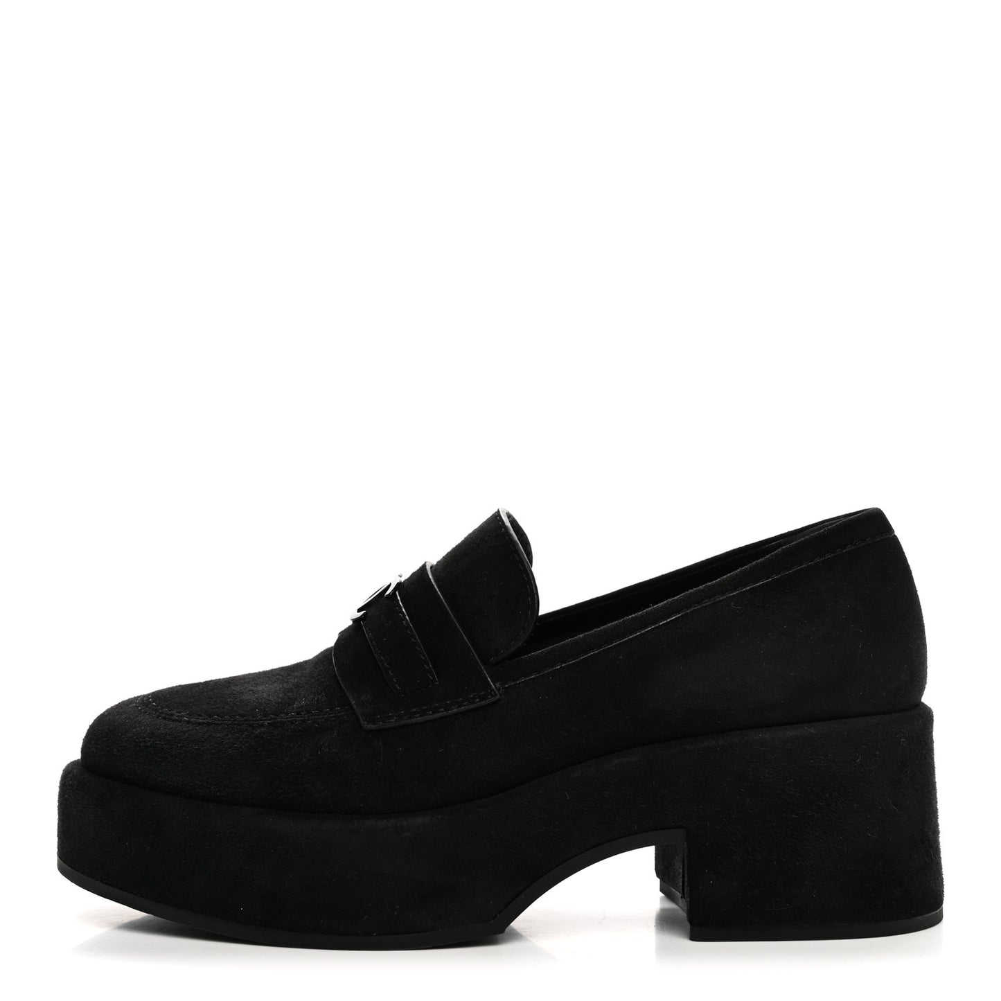 Suede Kidskin CC Platform Loafers 37 Black
