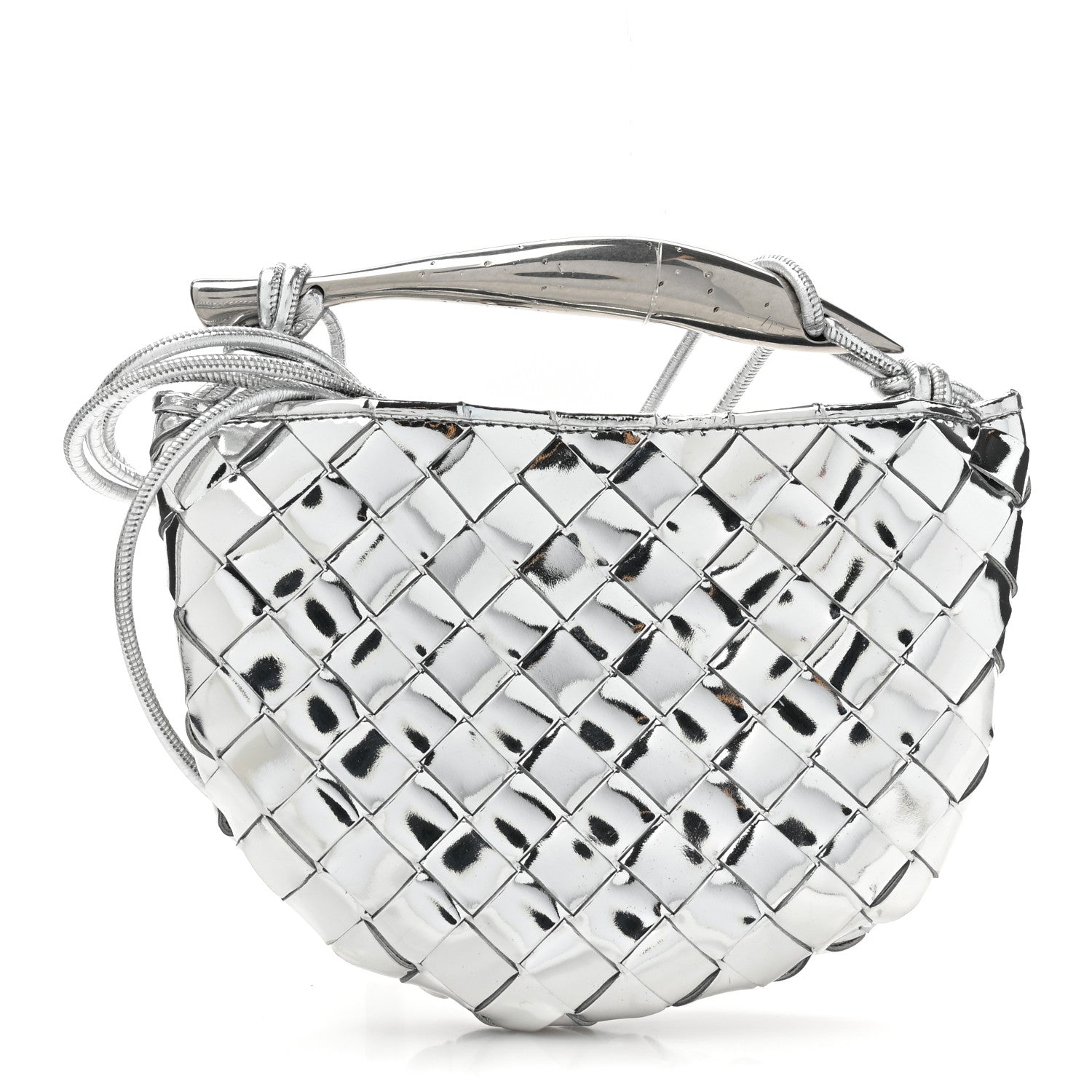 Bottega Veneta Mirror Laminated Nappa Intrecciato Mini Sardine Bag Silver 1 of 10