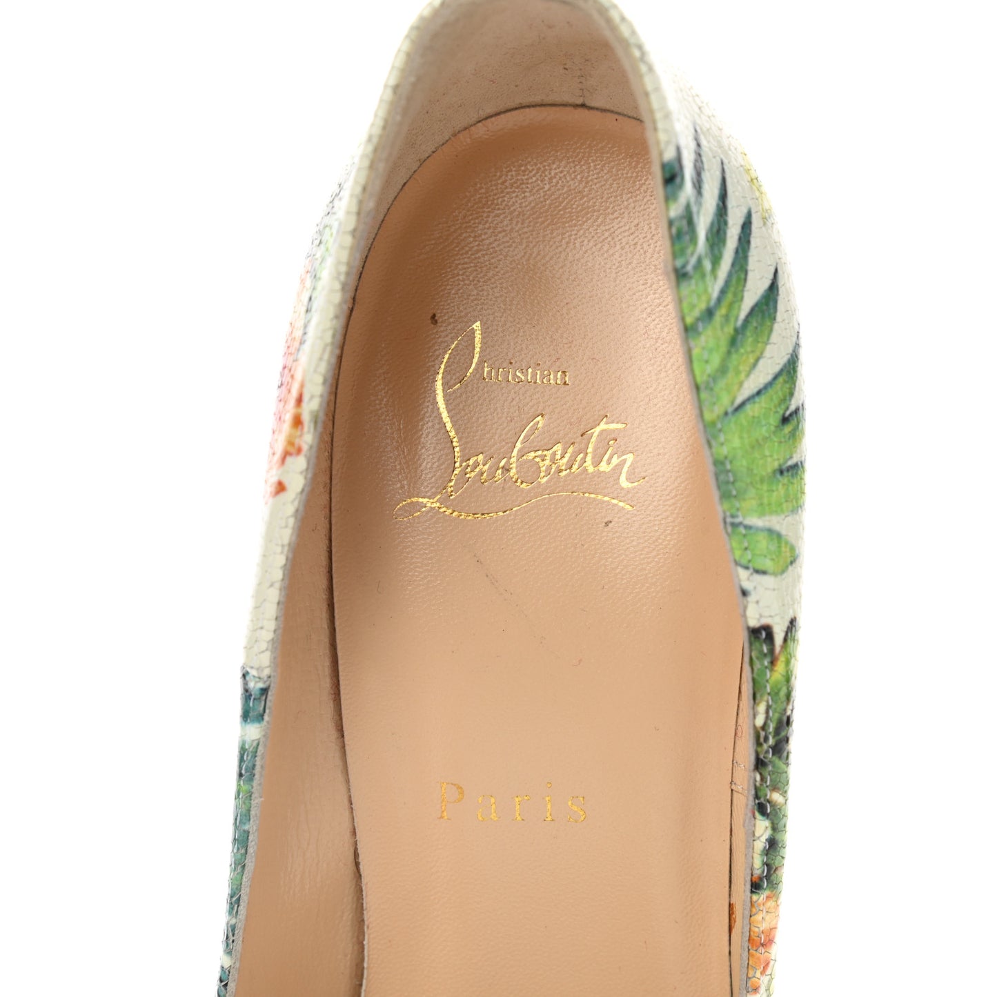 Crackled Calfskin Hawaii Print So Kate 120 Pumps 39 White Multi