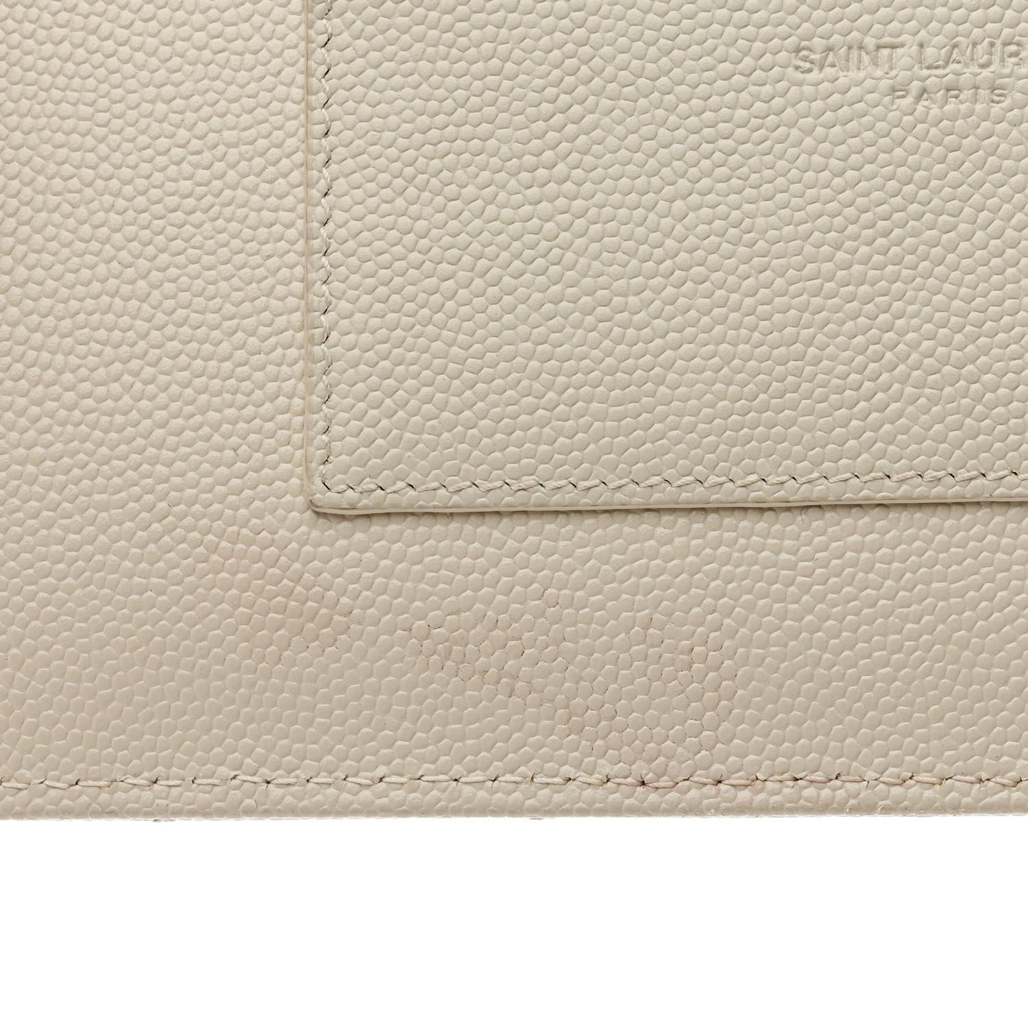 Saint Laurent Grain De Poudre Chevron Monogram Large Bill Pouch Blanc Vintage 7 of 9