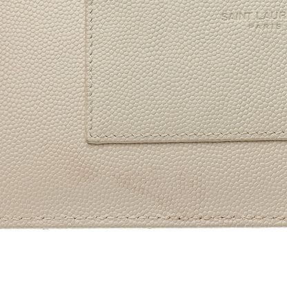 Saint Laurent Grain De Poudre Chevron Monogram Large Bill Pouch Blanc Vintage 7 of 9