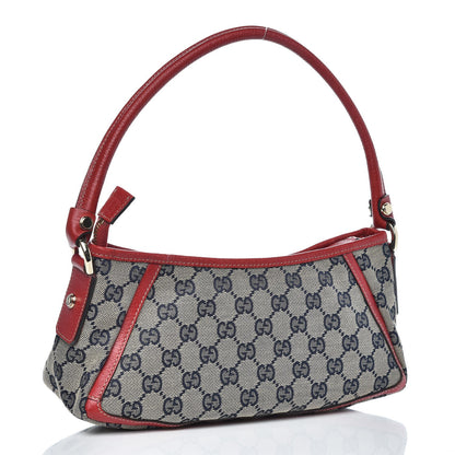 Gucci Monogram D Ring Abbey Pochette Navy Red 3 of 8
