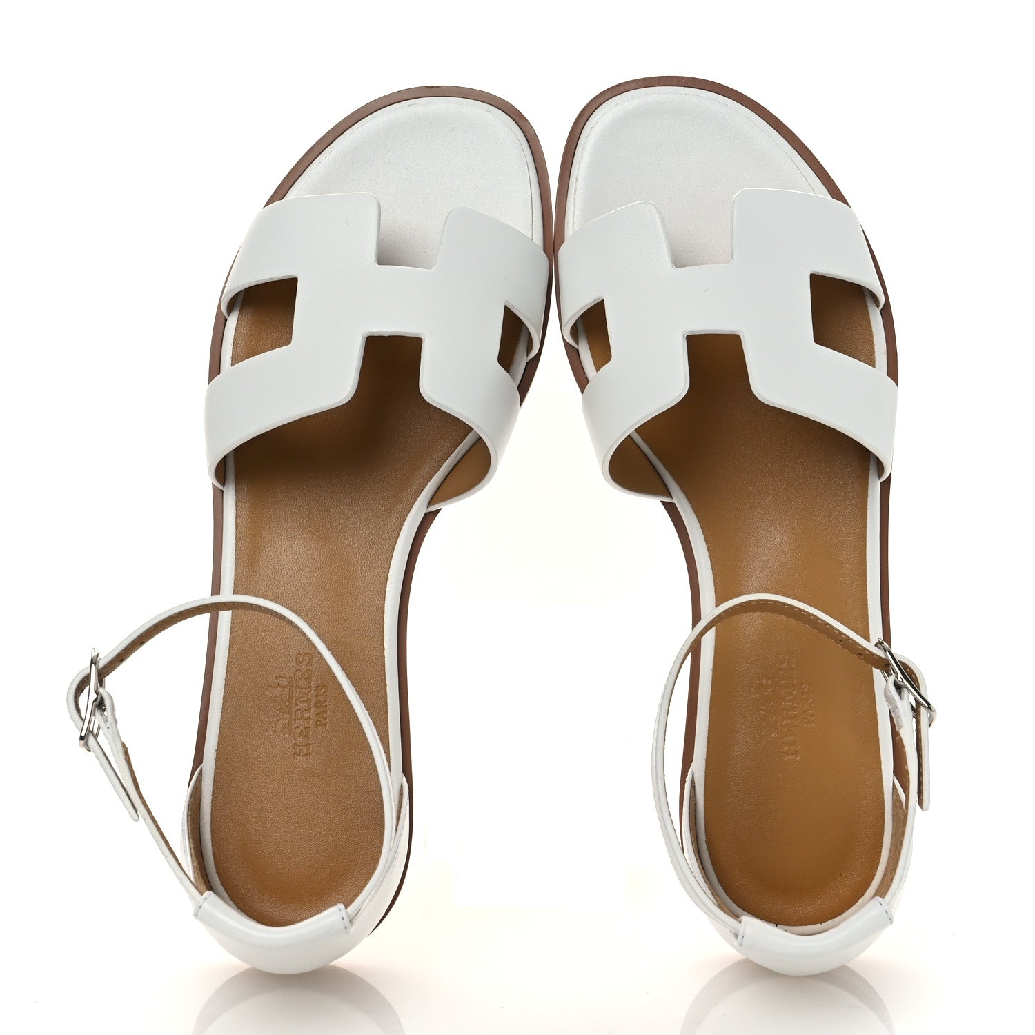 Hermes Calfskin Santorini Sandals 38 White 2 of 11