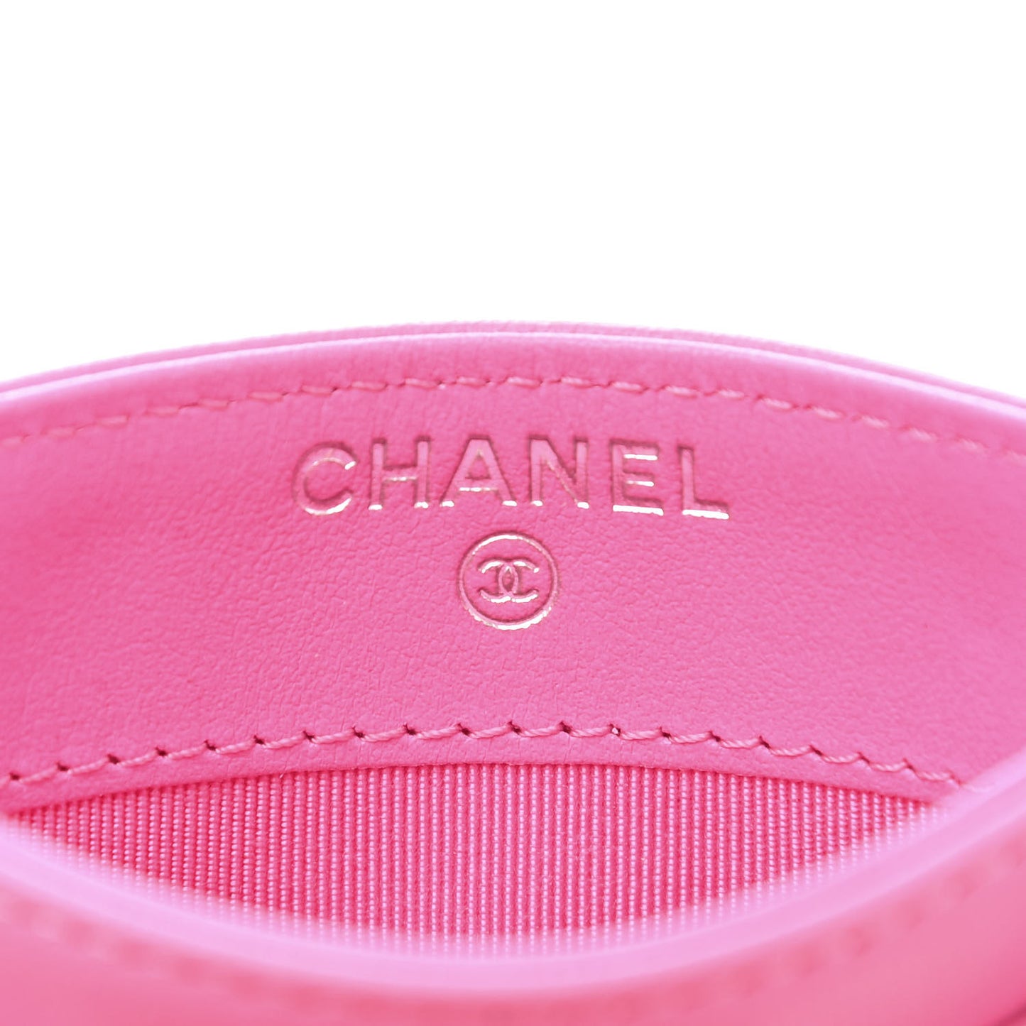 Lambskin Quilted Card Holder Pink