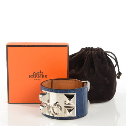 Hermes Shiny Alligator Collier De Chien CDC S Bracelet Bleu De Malte 4 of 7