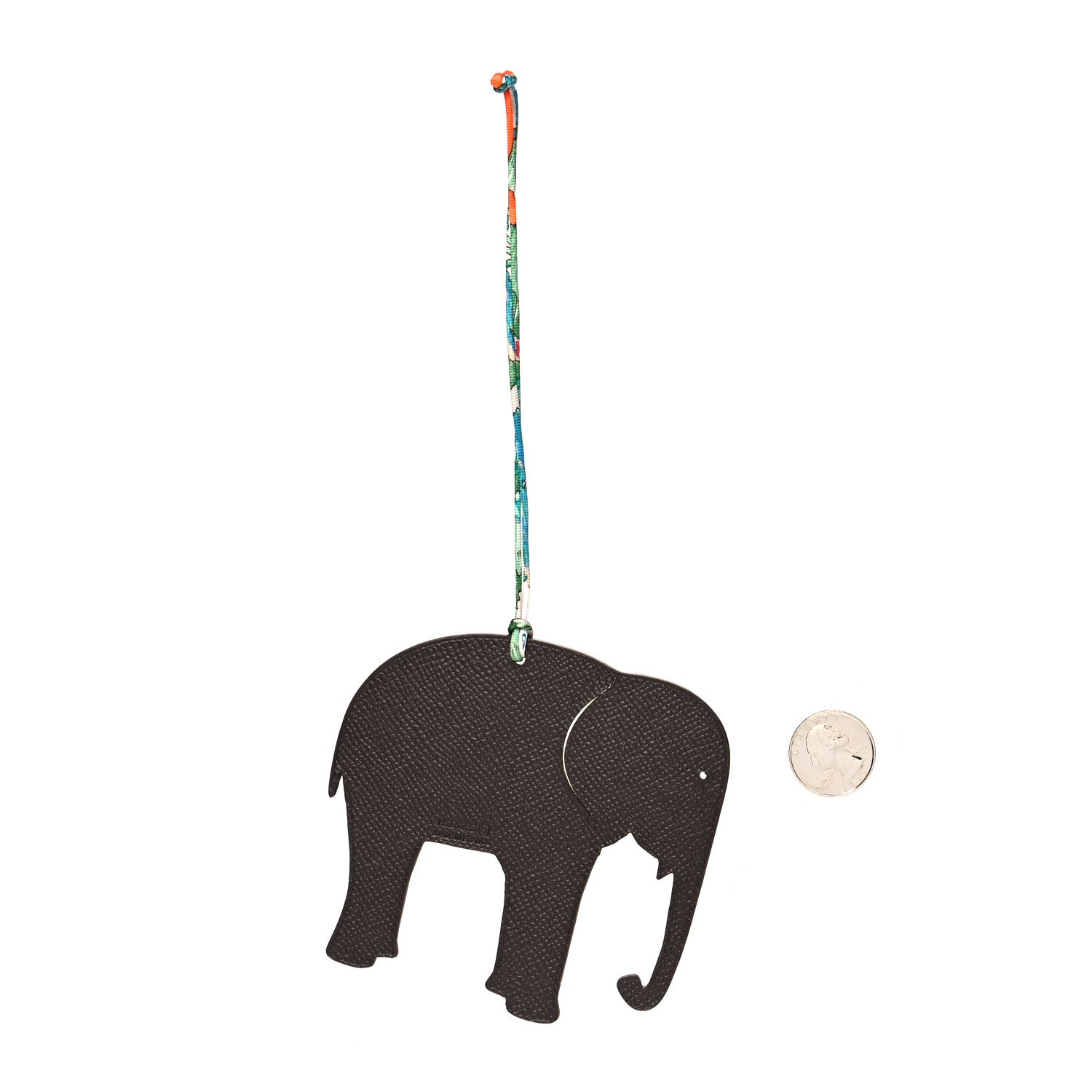 Hermes Epsom Togo Petit H Elephant Bag Charm Bleu Saphir Chocolate 2 of 3