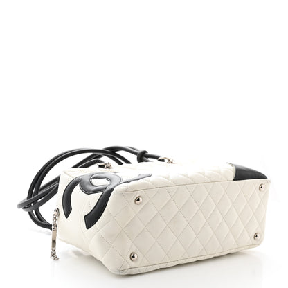Chanel Calfskin Quilted Large Cambon Bowler White Black 4 of 14