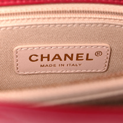 Chanel Calfskin Chevron Stitched Small Coco Flap Bag Pink 6 of 11