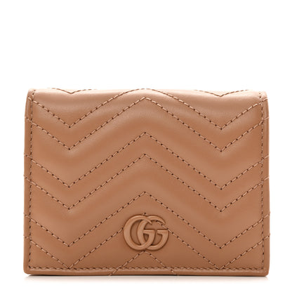 Gucci Calfskin Matelasse Monochrome GG Marmont Card Case Wallet Camelia 1 of 8