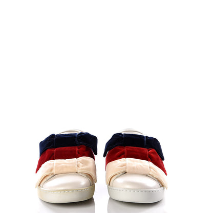 Gucci Calfskin Womens Velvet Bow Ace Sneakers 35.5 White 3 of 10