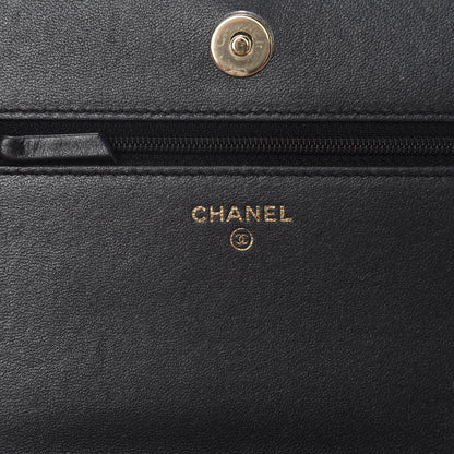 Chanel Iridescent Lambskin Quilted Pearl Wallet On Chain WOC Black 8 of 12