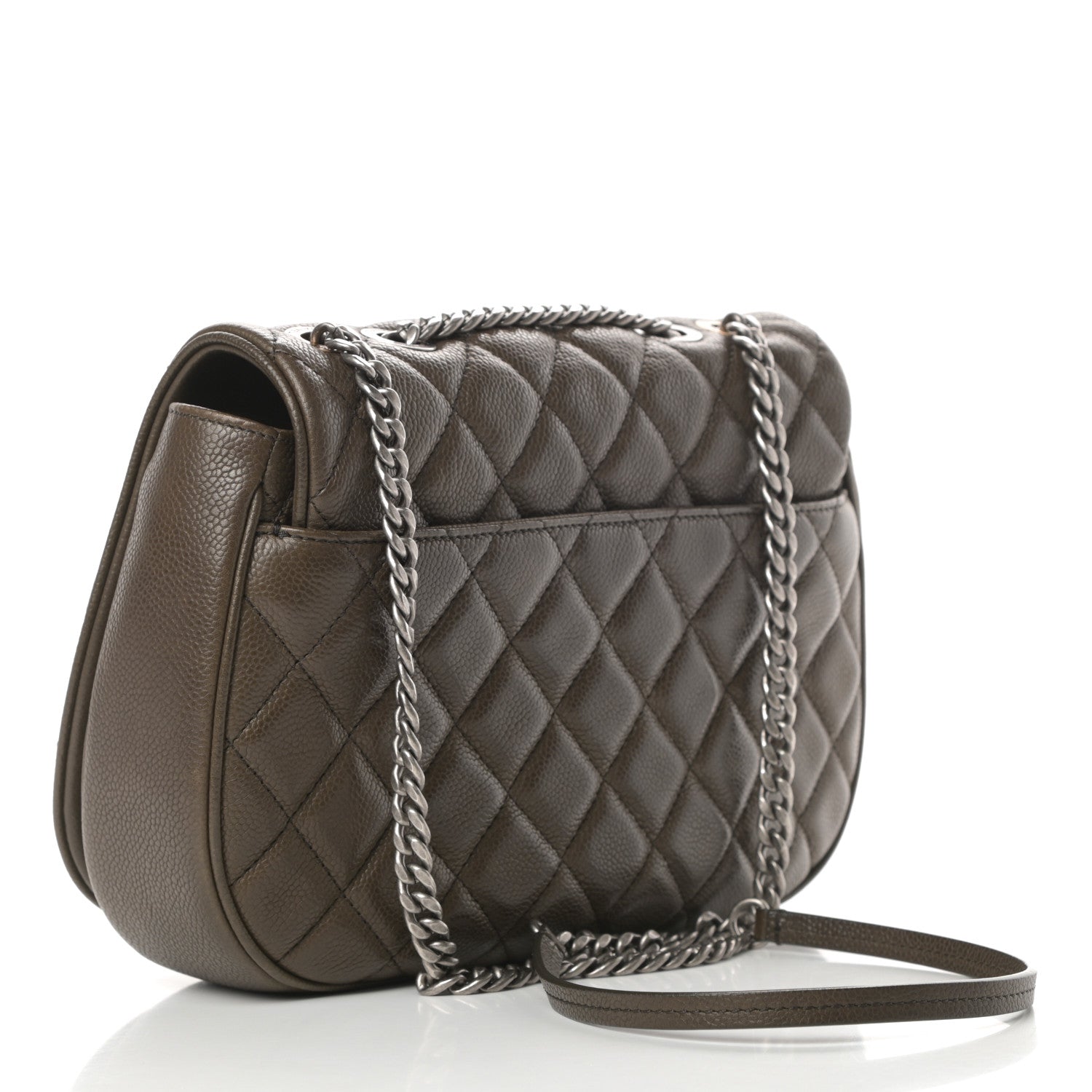 Chanel Caviar Quilted Casual Pocket Messenger Flap Khaki 3 of 13