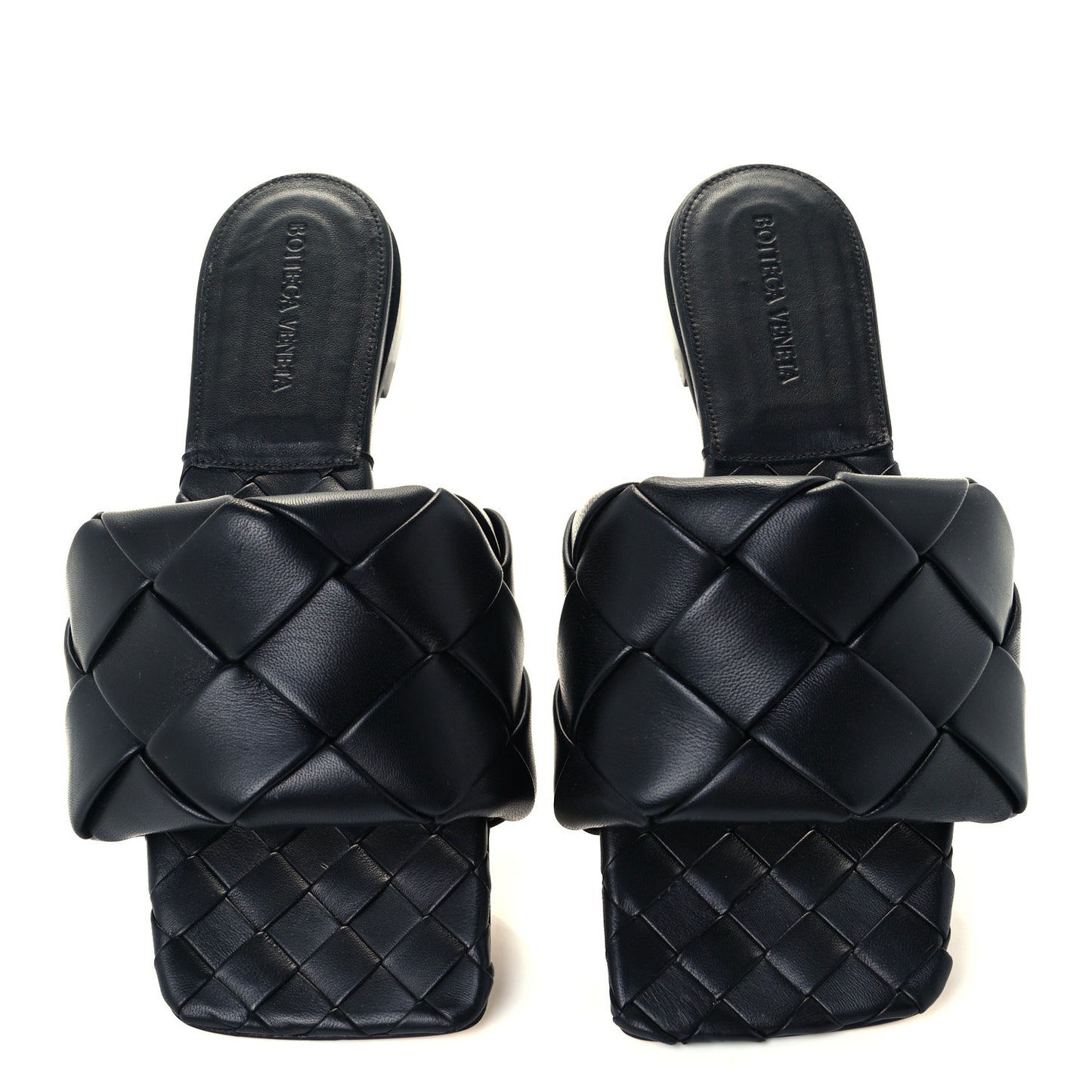 Nappa Maxi Intrecciato Lido Flat Sandals 38 Black