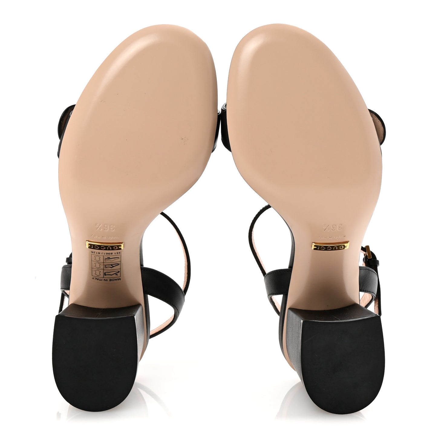 Lifford Calfskin GG Marmont Ankle Wrap 75mm Sandals 36.5 Black