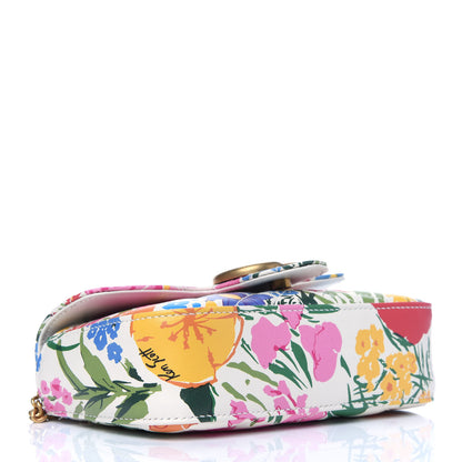 Gucci X KEN SCOTT Calfskin Matelasse Floral Print Super Mini GG Marmont Shoulder Bag Ivory Pink 4 of 11