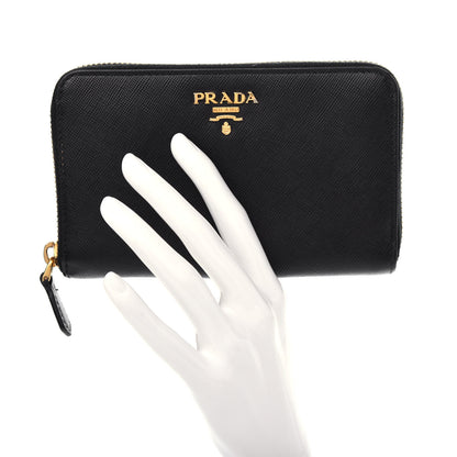 Prada Saffiano Metal Zip Around Wallet Black 2 of 8