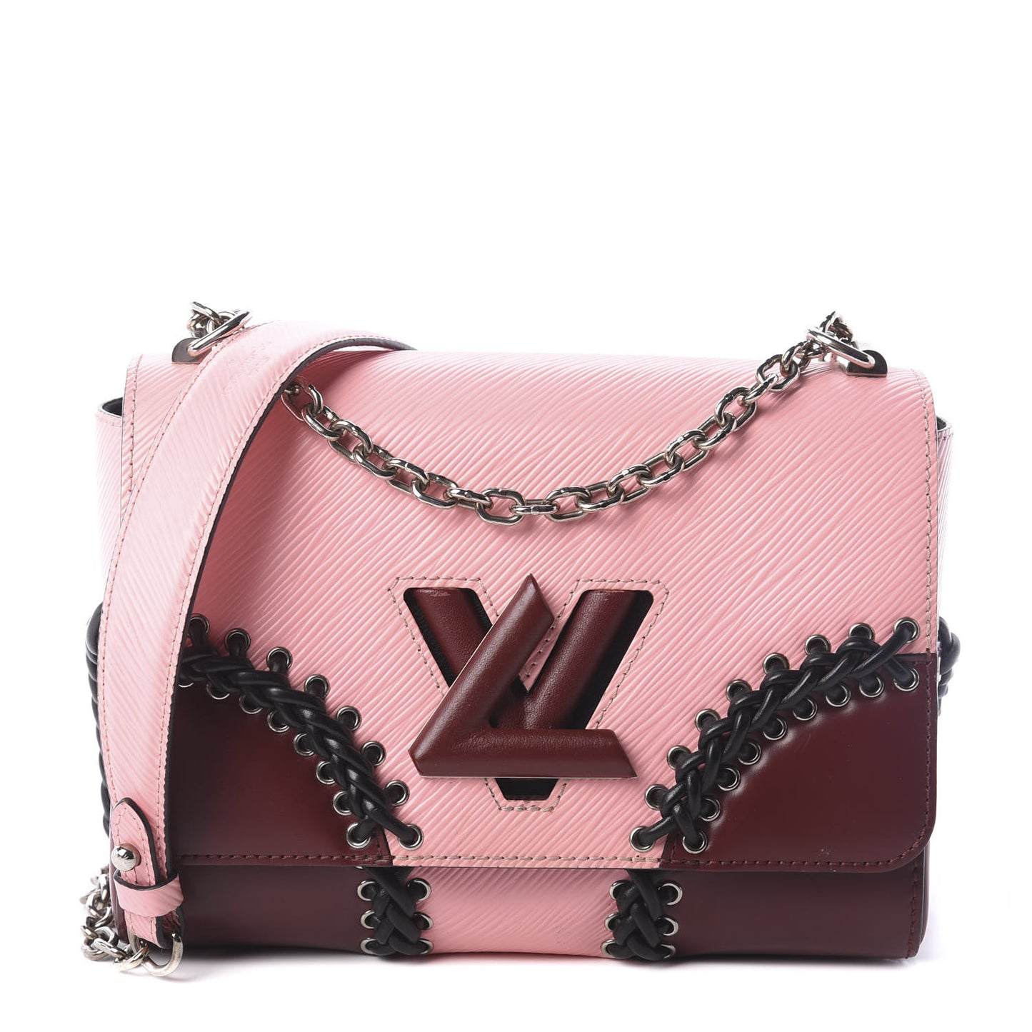 Epi Braided Twist Shoulder Bag MM Rose Ballerine