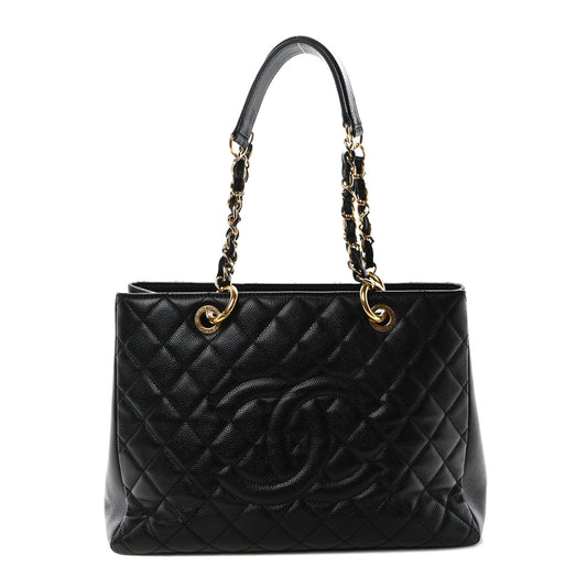 Caviar Quilted Grand Shopping Tote GST Black