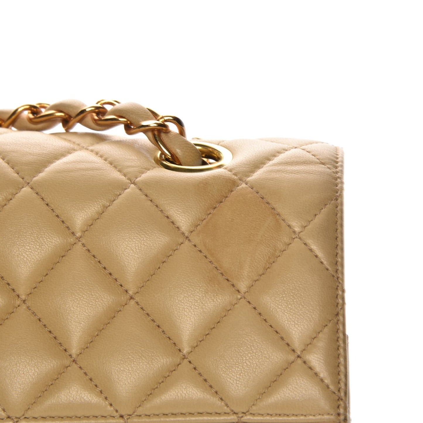 Lambskin Quilted Medium Single Flap Beige