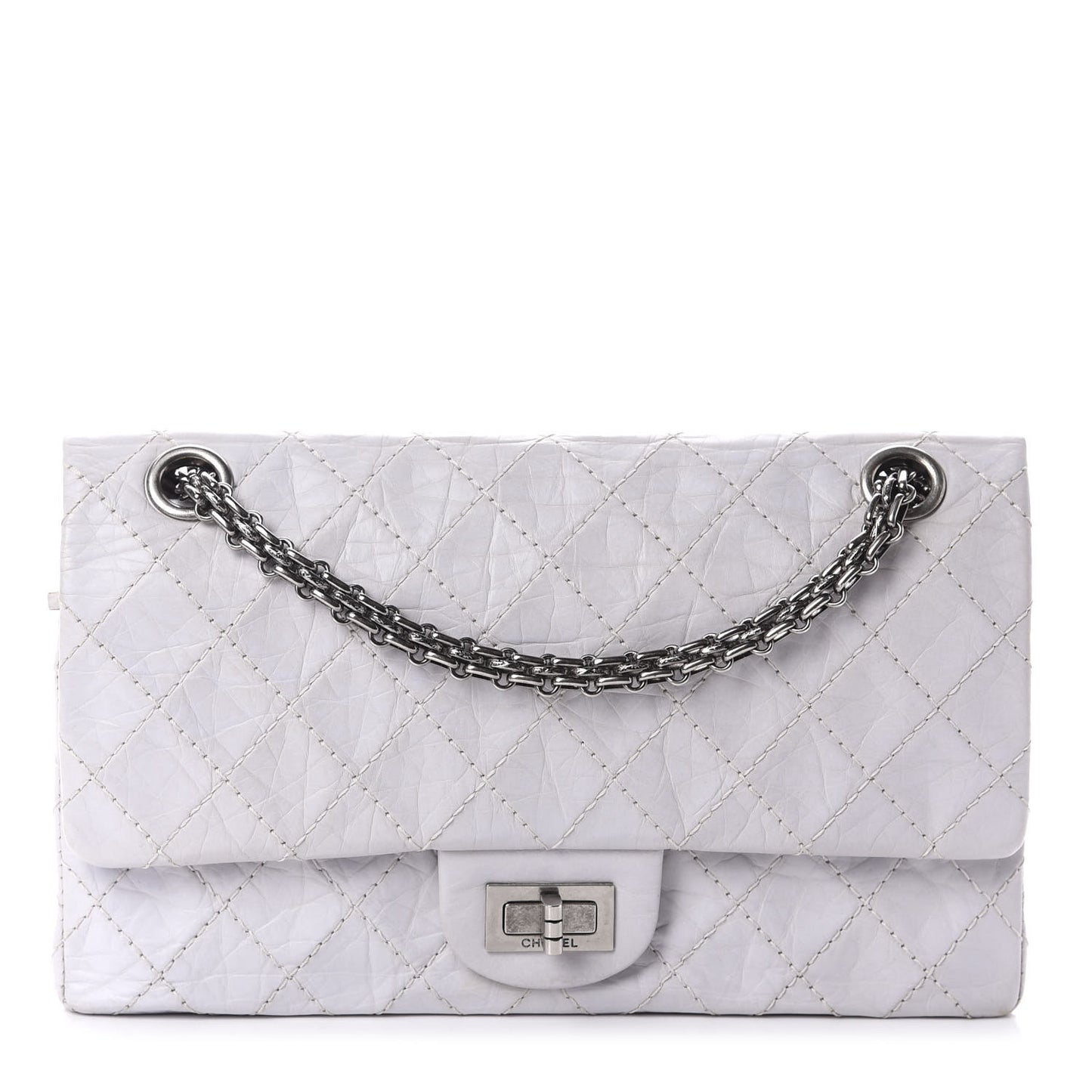 Aged Calfskin Quilted 50th Anniversary 2.55 Reissue 225 Flap White