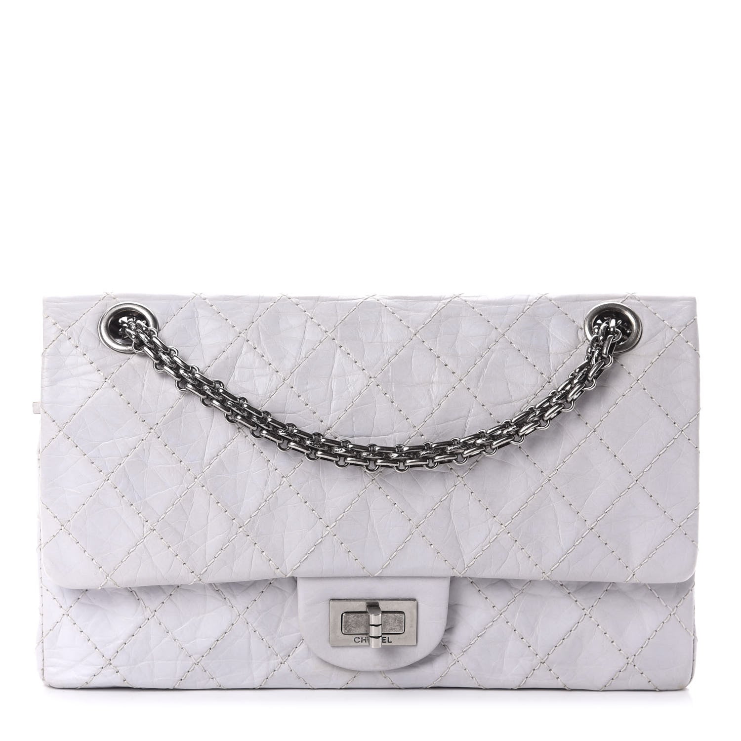 Chanel Aged Calfskin Quilted 50th Anniversary 2.55 Reissue 225 Flap White 1 of 11
