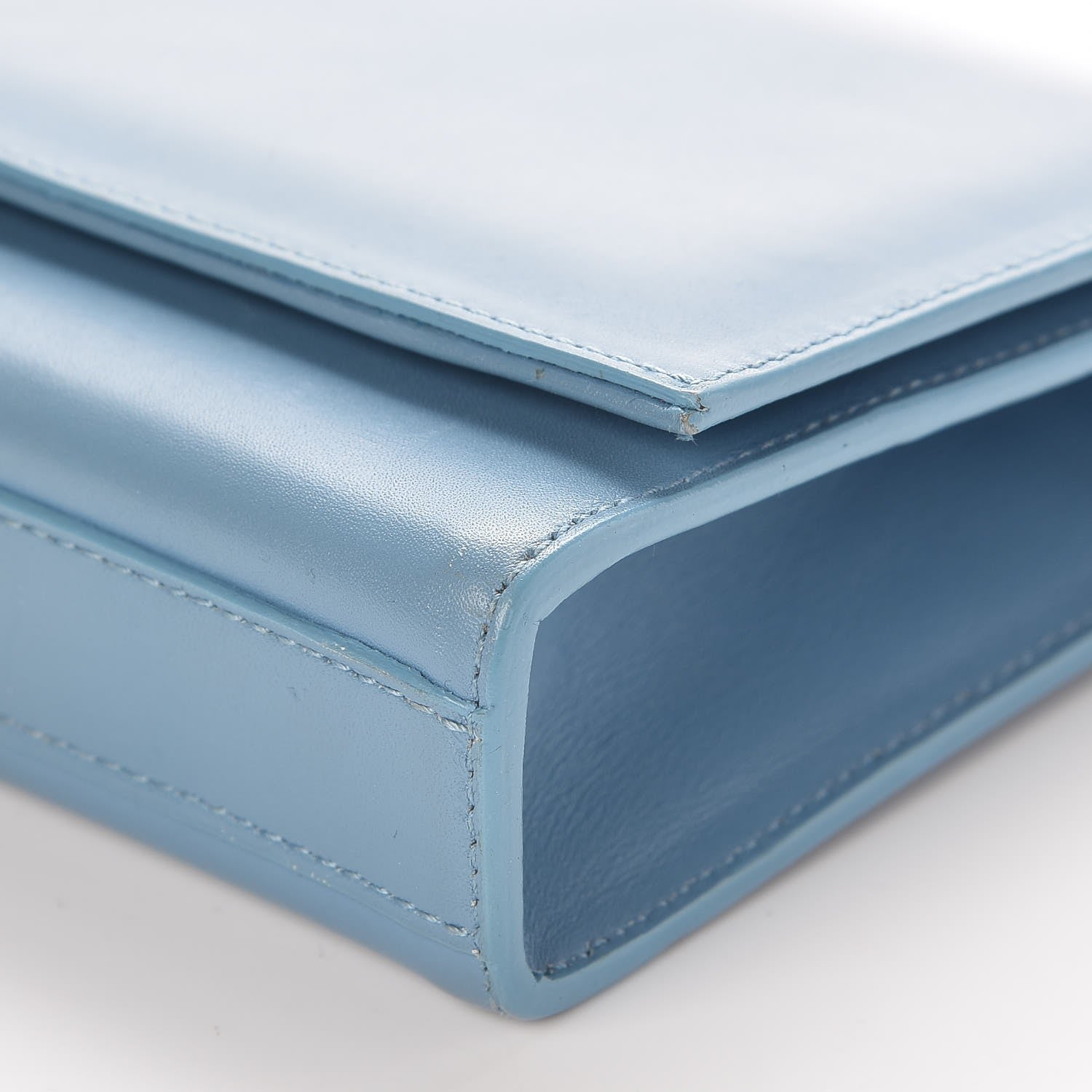 Saint Laurent Calfskin Classic Monogram Tassel Clutch Blue Glacier 10 of 10