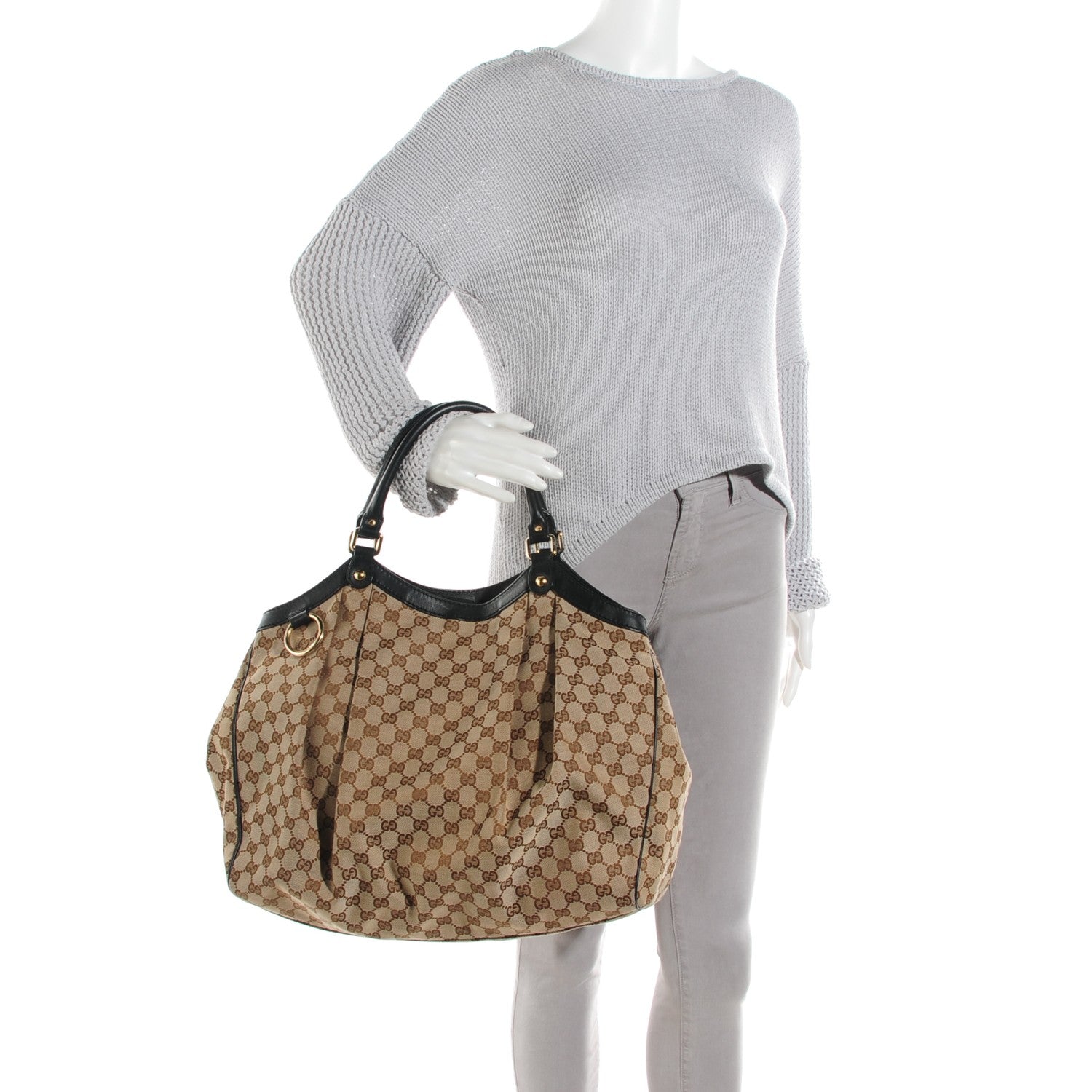 Gucci Monogram Large Sukey Tote Beige Ebony Black 2 of 7