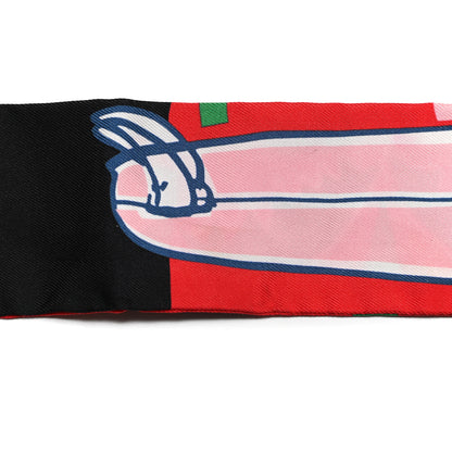 Hermes Silk Sea Surf and Fun Twilly Rouge Black Bleu 6 of 6