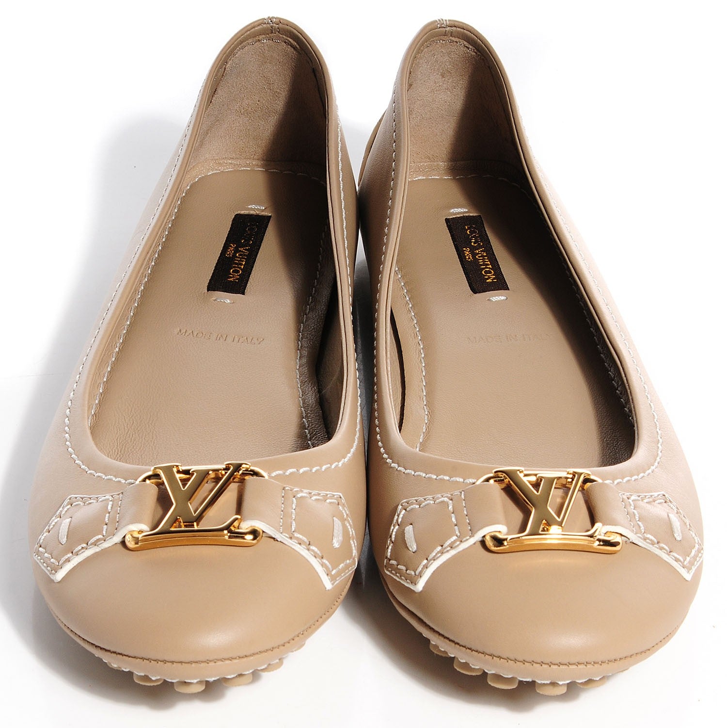 Louis Vuitton Leather Oxford Ballerina Flats Beige 37 2 of 7