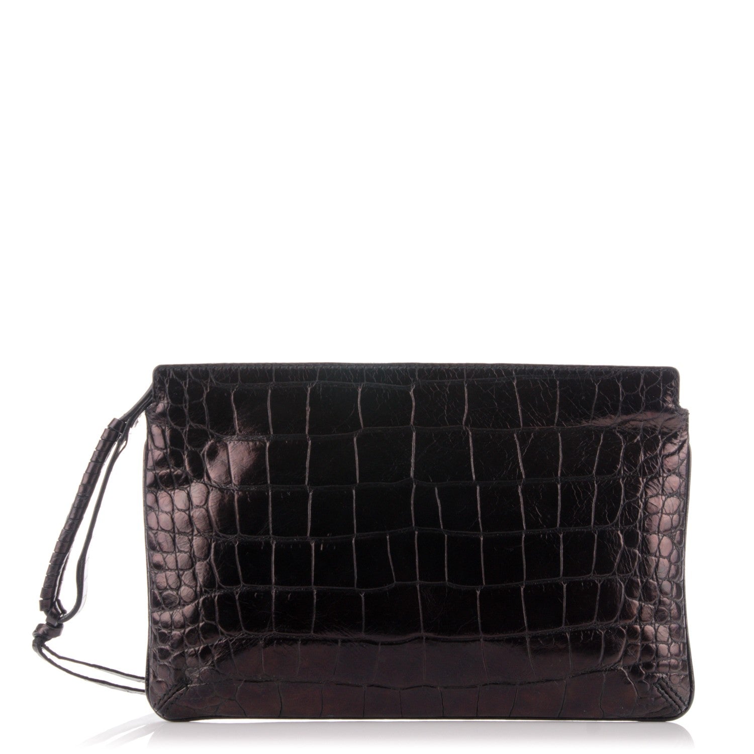 Givenchy Calfskin Crocodile Embossed Pouch Black 1 of 7