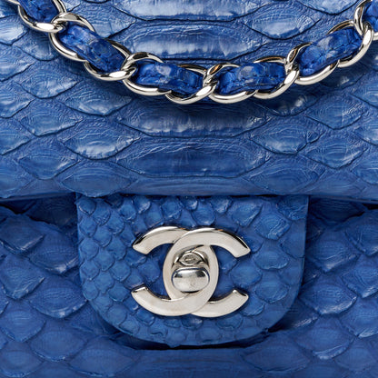 Chanel Snakeskin Mini Rectangular Flap Blue 9 of 11