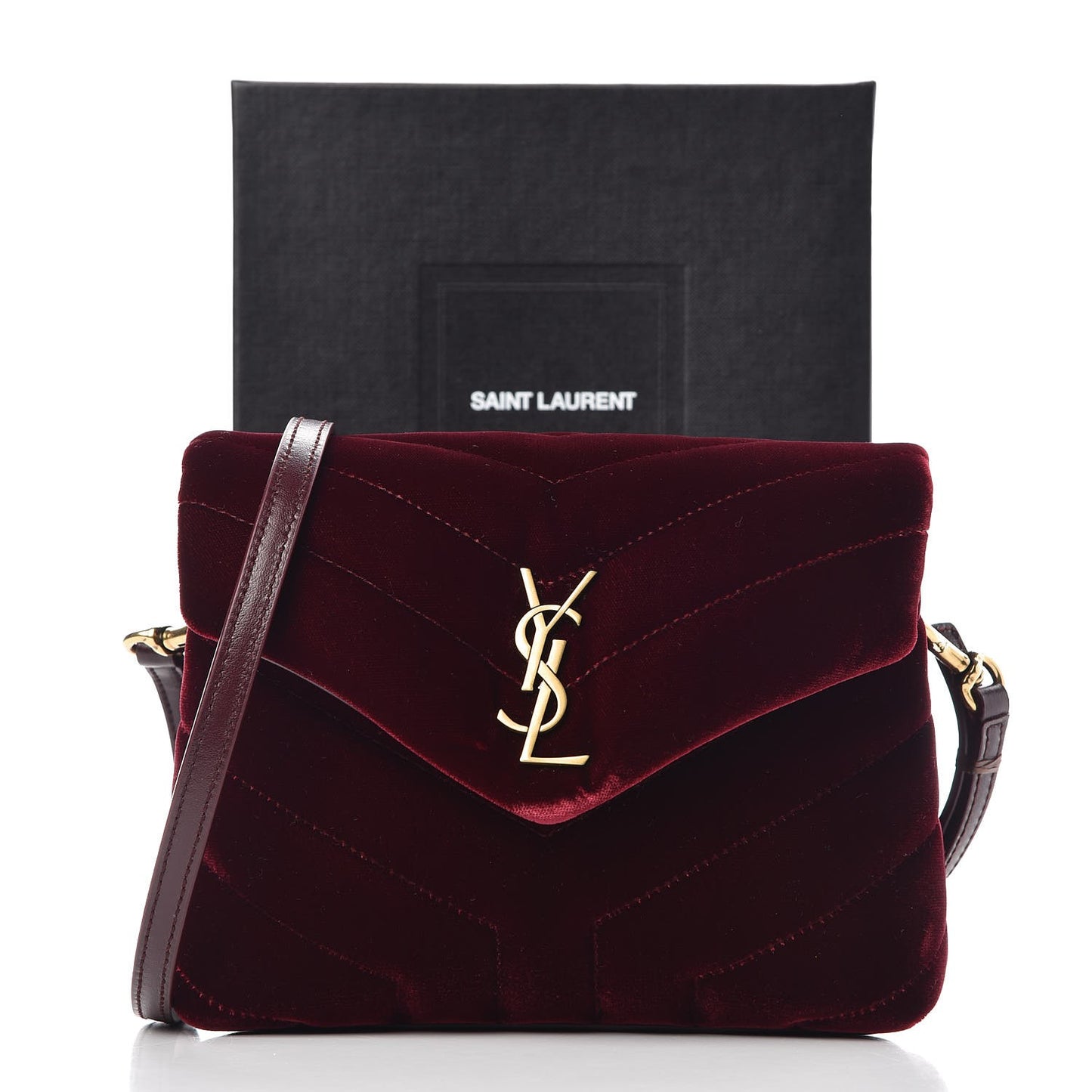 Velvet Y Quilted Monogram Toy Loulou Crossbody Bag French Burgundy