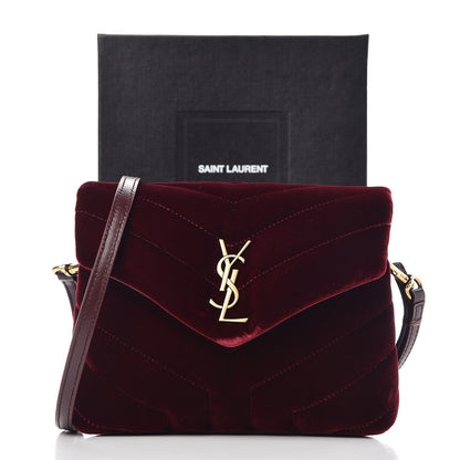 Saint Laurent Velvet Y Quilted Monogram Toy Loulou Crossbody Bag French Burgundy 8 of 8