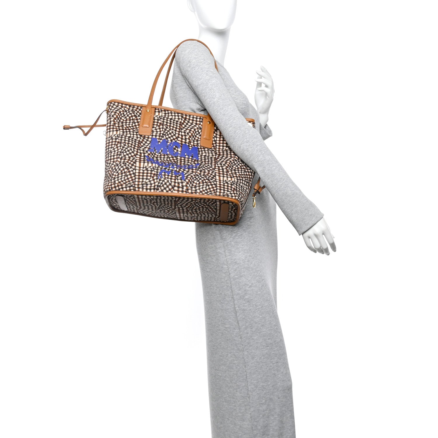 MCM Visetos Medium Liz Reversible Shopper Tote Cognac 2 of 16