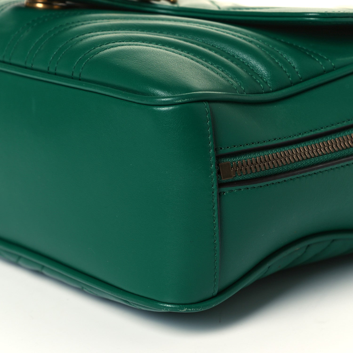 Gucci Calfskin Matelasse Sylvie Web Small GG Marmont Top Handle Shoulder Bag Emerald 6 of 18