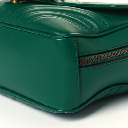 Gucci Calfskin Matelasse Sylvie Web Small GG Marmont Top Handle Shoulder Bag Emerald 6 of 18