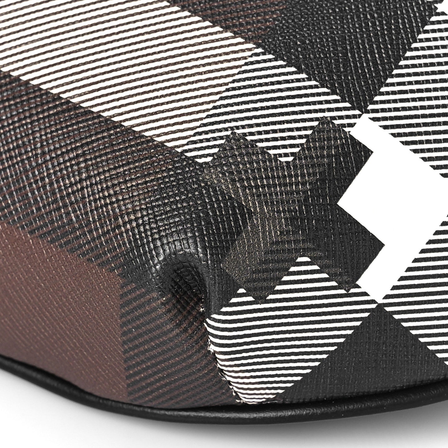 E-canvas Geometric Check Bum Bag Dark Birch Brown White
