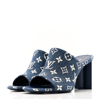 Louis Vuitton Denim Monogram Silhouette Mules 39 Navy Blue 4 of 11