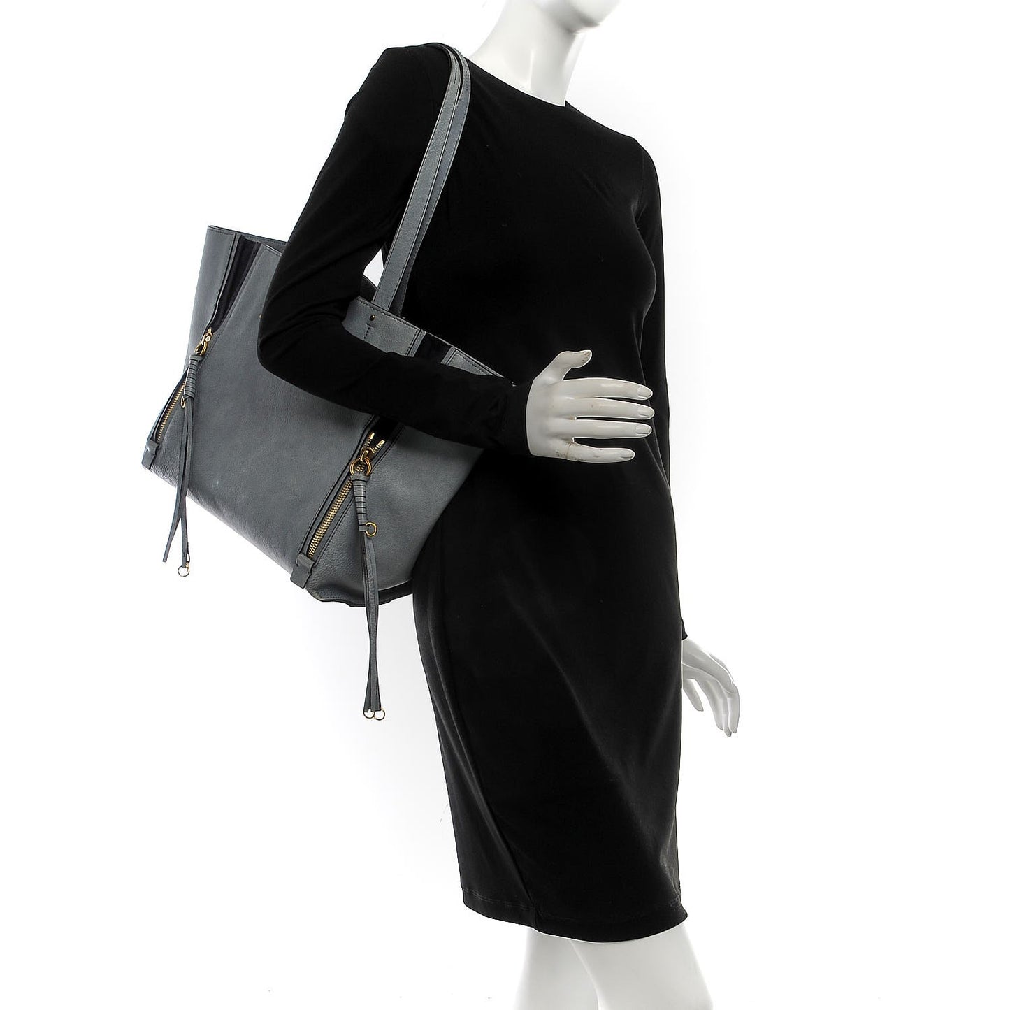 Smooth Calfskin Medium Milo Shopping Tote Cloudy Blue
