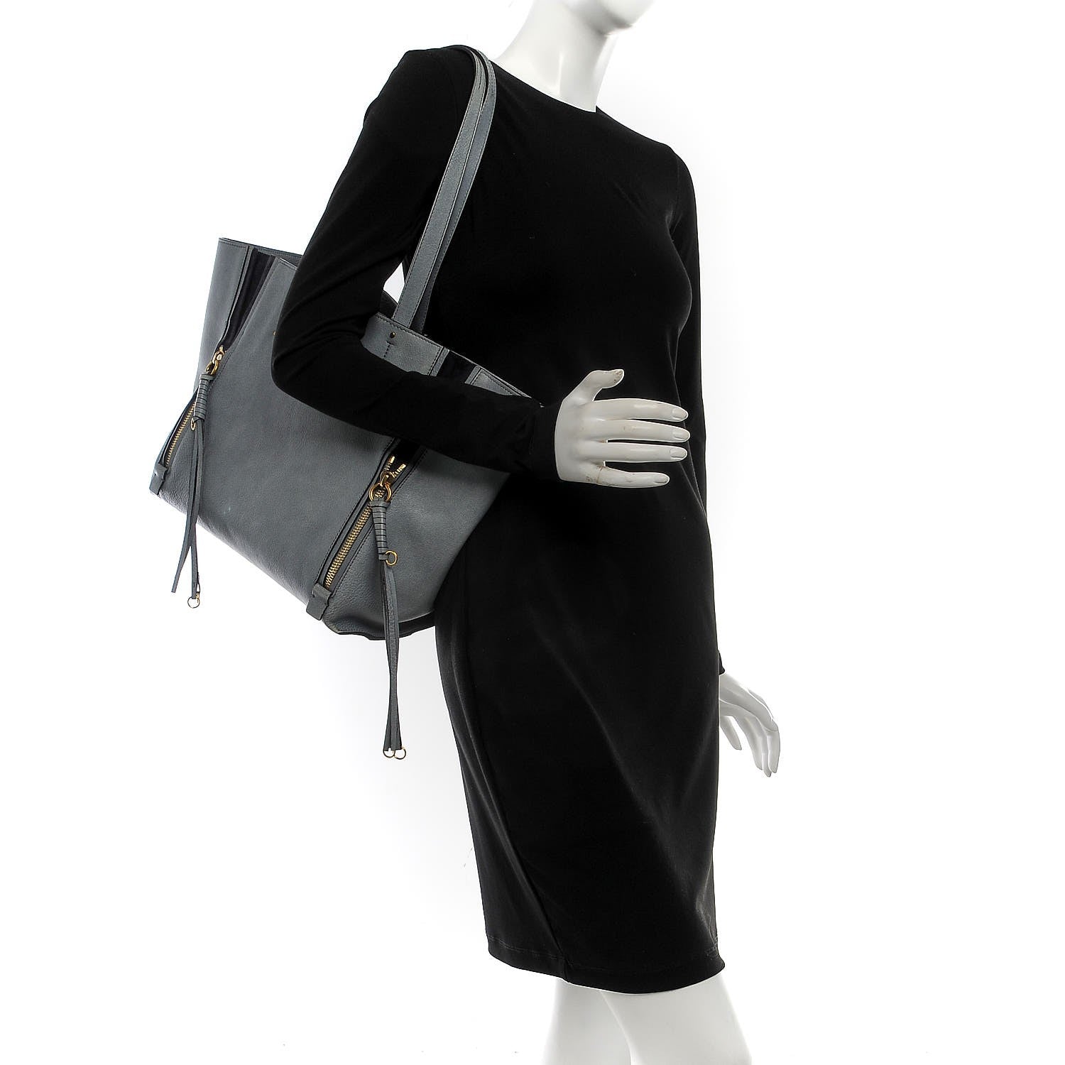 Chloe Smooth Calfskin Medium Milo Shopping Tote Cloudy Blue 2 of 9