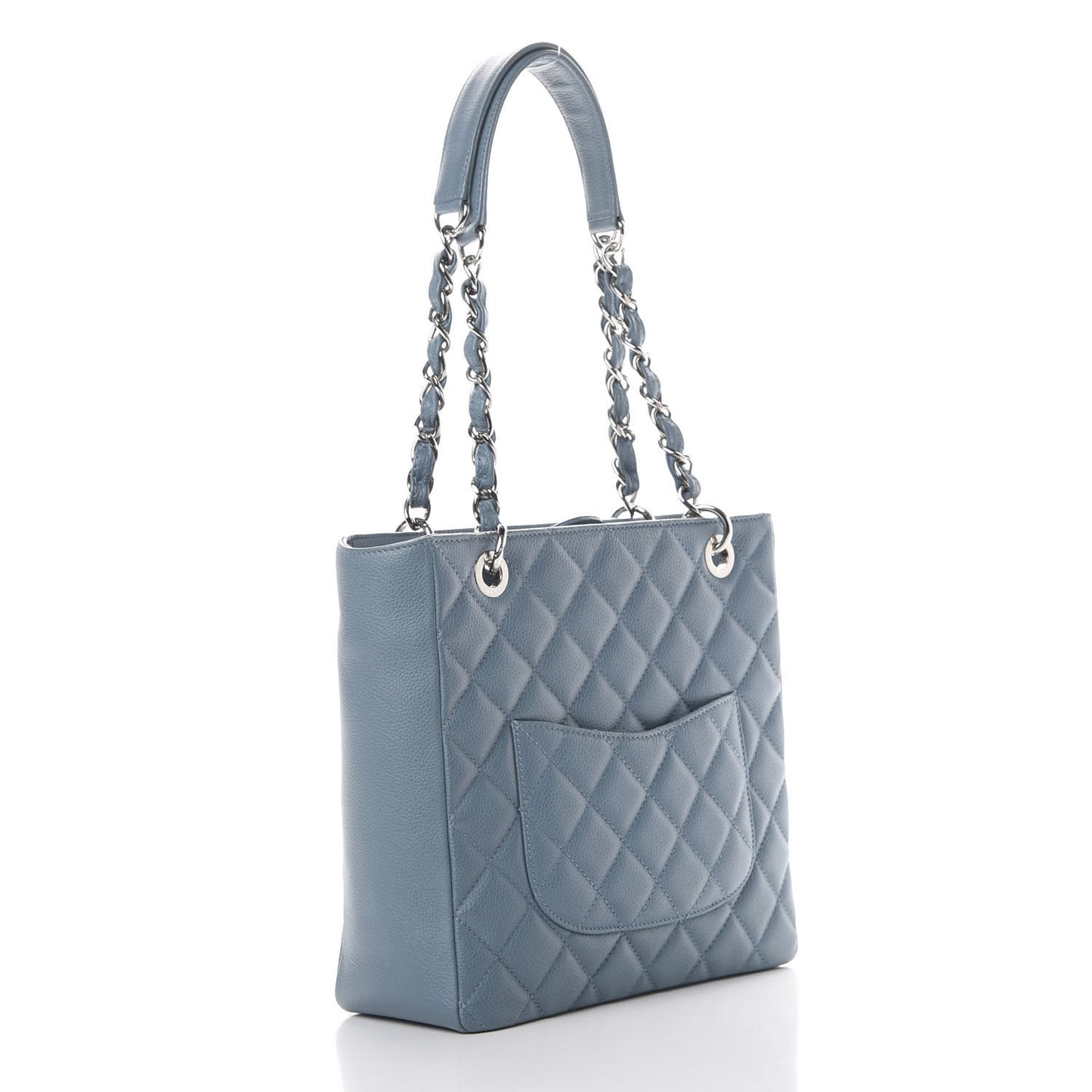 Caviar Quilted Petit Shopping Tote PST Blue